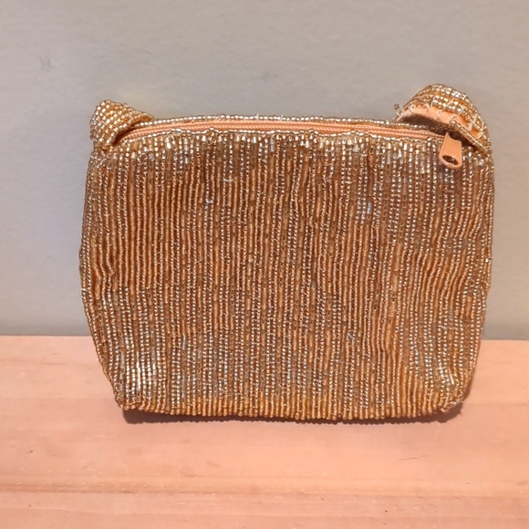 La Regale vintage gold clutch mini purse gold beading and gold interior - Picture 1 of 9